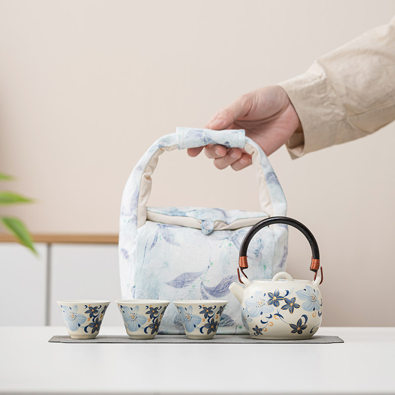 高颜值女士专用防烫旅行茶具一壶三杯便携式户外快客杯泡茶壶套装,餐饮具,旅行茶具,淘宝优惠券,粉丝福利购,淘宝优惠卷