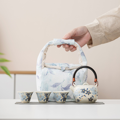 高颜值女士专用防烫旅行茶具一壶三杯便携式户外快客杯泡茶壶套装