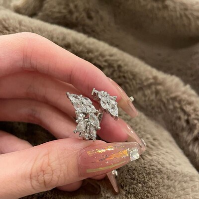 FRIDAY JEWELRY定制个性百搭气质复古镶钻女式食指可调节开口戒指