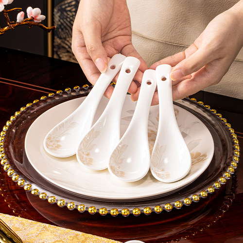中式轻奢家用陶瓷勺子