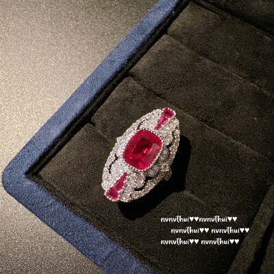 现货奥地利宫廷 卢比莱蝴蝶宝石 链 Vitage 鸽血红蝴蝶锆石耳环