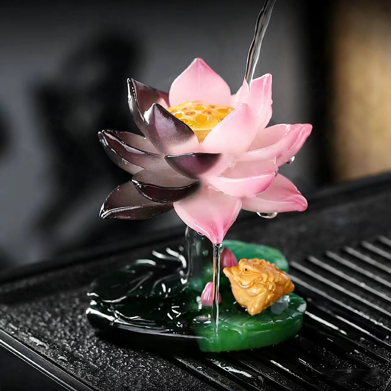 变色茶宠摆件可养创意莲花金蟾30