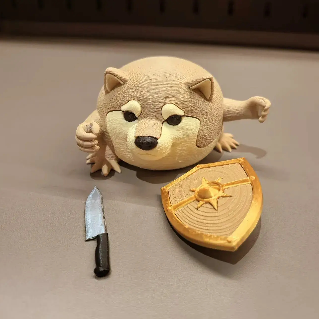 我的刀盾柴犬网红表情包摆件3D打印手办玩具模型蛤蟆狗抽象创意
