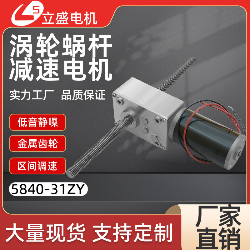 立盛5840-31ZY双出轴72mm丝杆直流减速电机12v24v直角调速马达