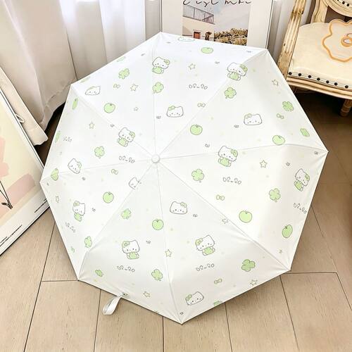 四叶草黑胶全自动防晒晴雨伞