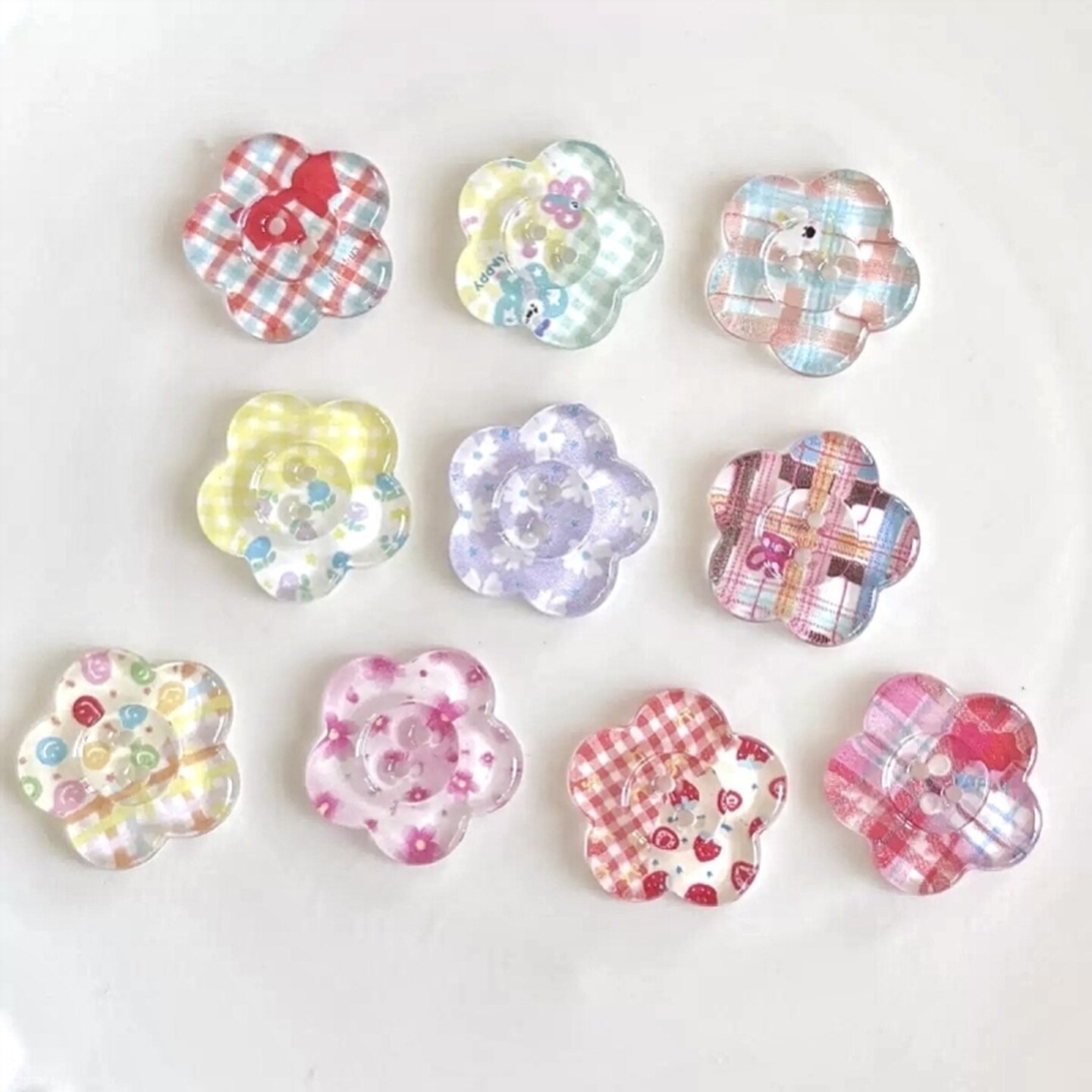春夏果冻花花纽扣印花扣子缝纫钩织手工diy发饰娃衣辅料配件扣子