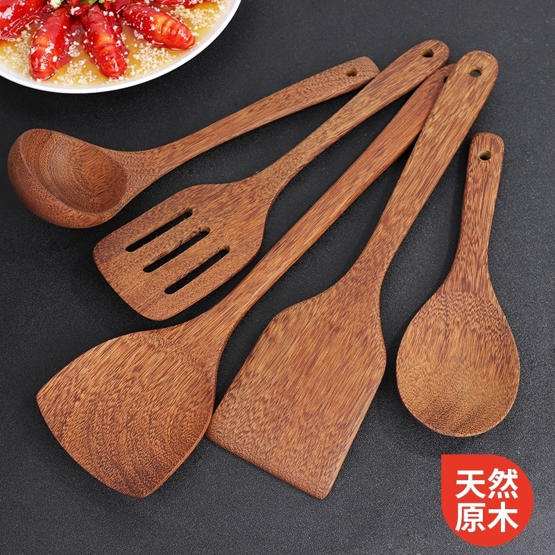 木铲家用炒菜铲子鸡翅木不粘锅专用木质厨具木勺耐高温木头炒菜铲