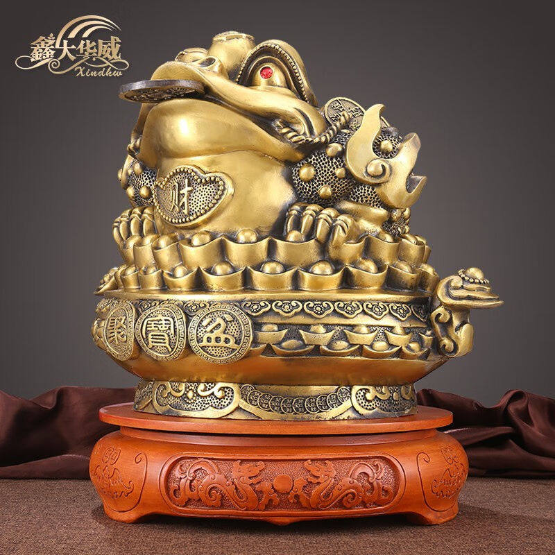 鑫大华威（xindhw）铜金蟾聚财摆件聚宝盆金蝉蟾蜍酒柜装饰品办公