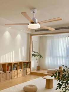 风扇灯2025新客厅吊扇灯餐厅灯风扇集成原木古董风格 美学 歌曲风格