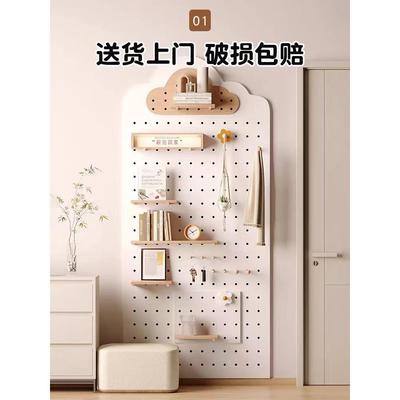 实木洞洞板置物架定制入户玄关墙上造型墙收纳架墙面墙壁挂衣架