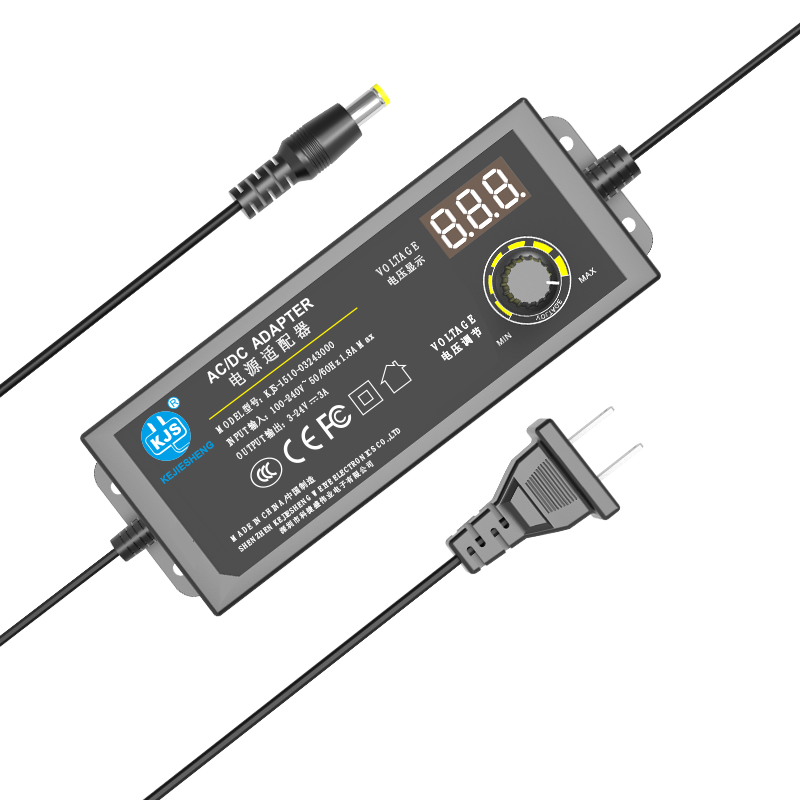 KJS 3-12V24V36V可调压认证电源适配器数显多用调压电源60W调速