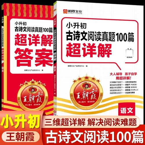 2025版 王朝霞小升初古诗文阅读真题100篇超详解文言文阅读与训练必背全解全练一本通古诗词古文 小学语文阅读理解专项强化课外书