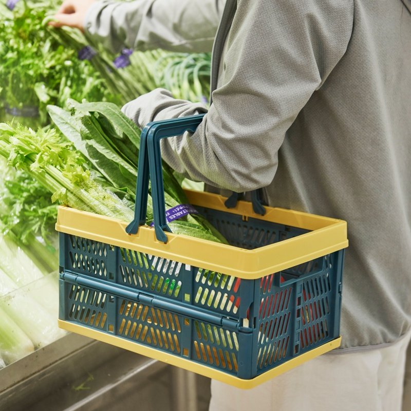 可折叠野餐篮超市购物篮菜买菜篮子大号春游手提篮便携日式买菜蓝