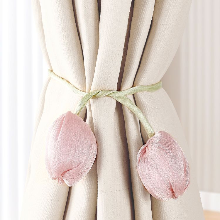 窗帘扣环捆绑带一对装花朵高级感