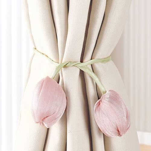 窗帘扣环捆绑带一对装花朵高级感