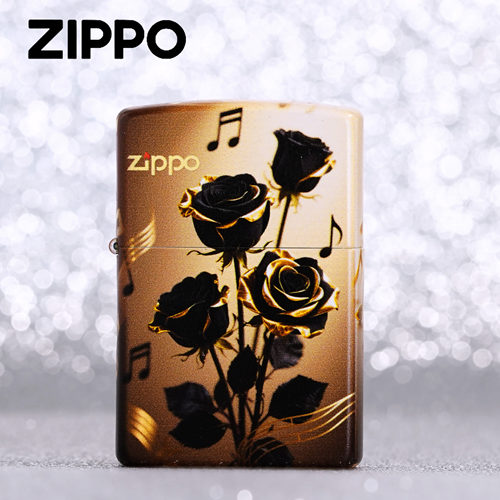 ZIPPO官方正品打火机煤油彩印【音乐玫瑰】送男友女友七夕节礼物