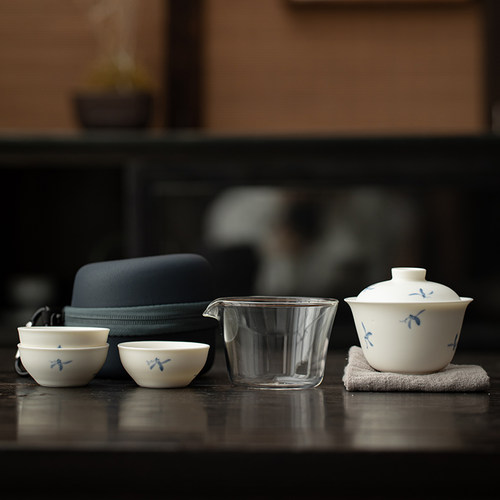 古与茶手绘兰花旅行茶具