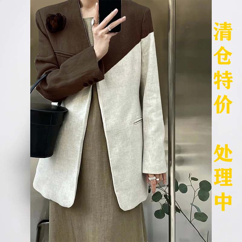 韩国东大门小香风时尚上衣2025秋冬新款高级感设计拼接西装外套女