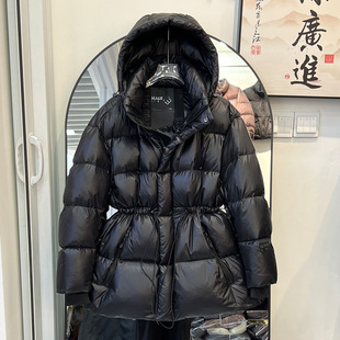 黑金鹅绒羽绒服女中短款加厚韩版收腰2025冬季情侣款黑钻极寒外套