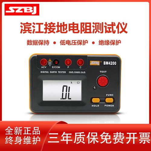 滨江BM4200数字接地电阻测试仪2000Ω接地摇表防雷测试仪