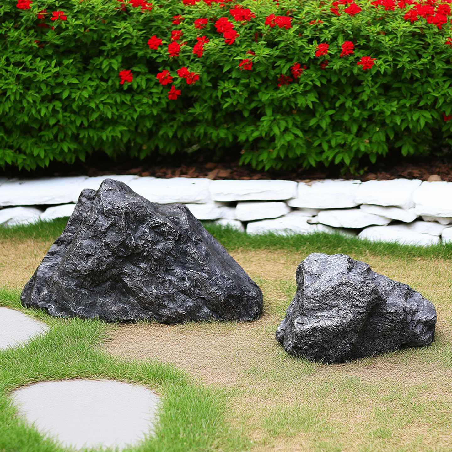 仿真大石头造景室内软装道具景观摆件花园庭院假山黑山石布景装饰