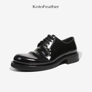 皮鞋 珡羽KotoFeather 德國馬臀皮德比鞋 手工固特異工藝皮底一片式