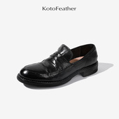 珡羽KotoFeather 皮鞋 vibram商务休闲乐福鞋 马皮低帮一脚蹬男士
