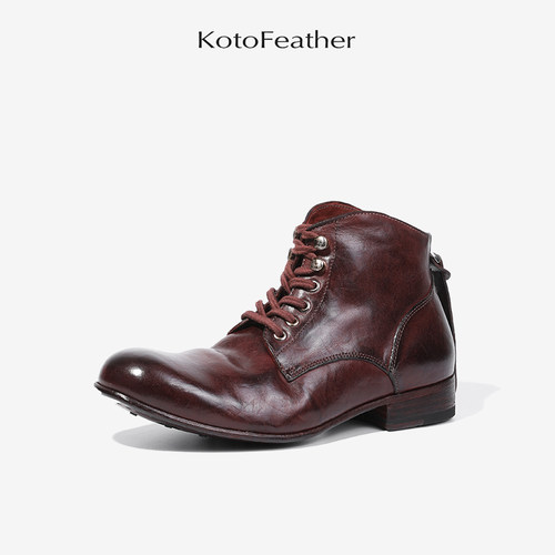 珡羽水洗马皮短靴KotoFeather