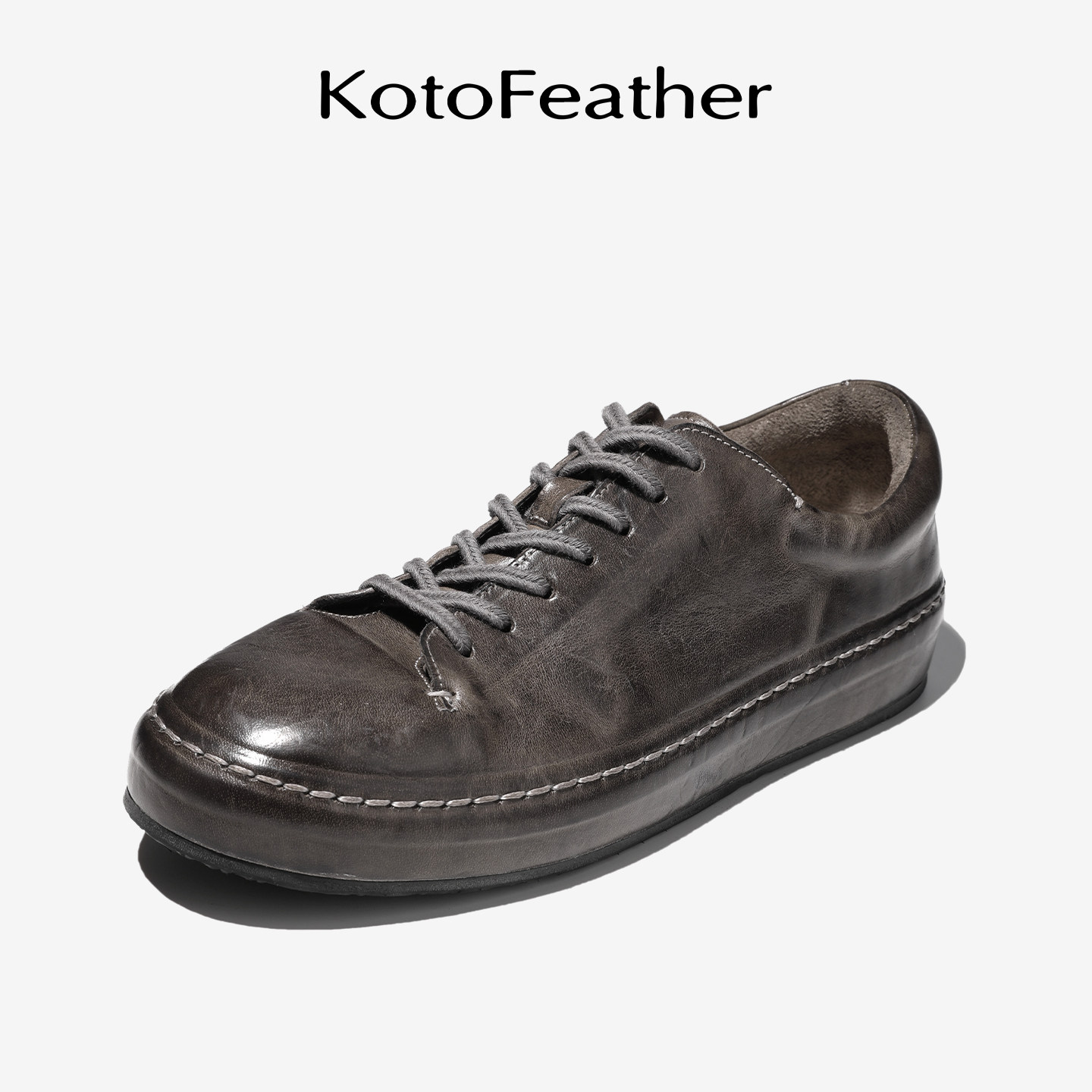 珡羽KotoFeather 植鞣水洗马皮板鞋软皮软底手工复古男士休闲皮鞋