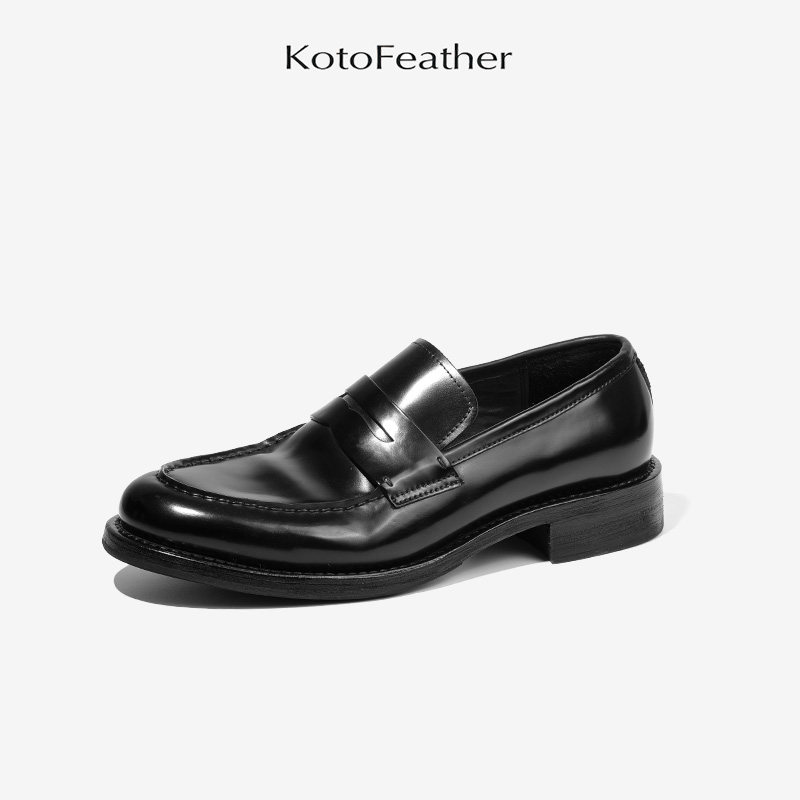 珡羽KotoFeather 马臀皮手工乐福鞋夏季透气固特异一脚蹬男士皮鞋