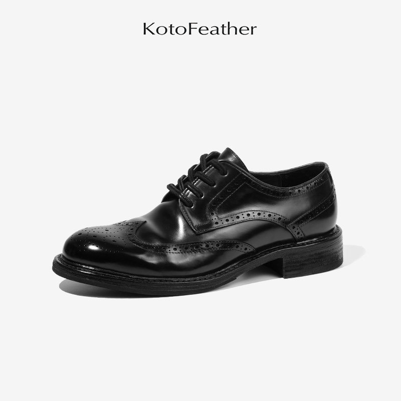 珡羽KotoFeather 英式布洛克雕花德比鞋马臀皮商务正装休闲皮鞋男