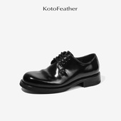 珡羽KotoFeather 皮鞋 意大利马臀皮德比鞋 手工固特异皮底一片式