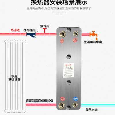 小保姆板式换热器家用卫生间地暖热水器清洗可拆过水热冷热交换器