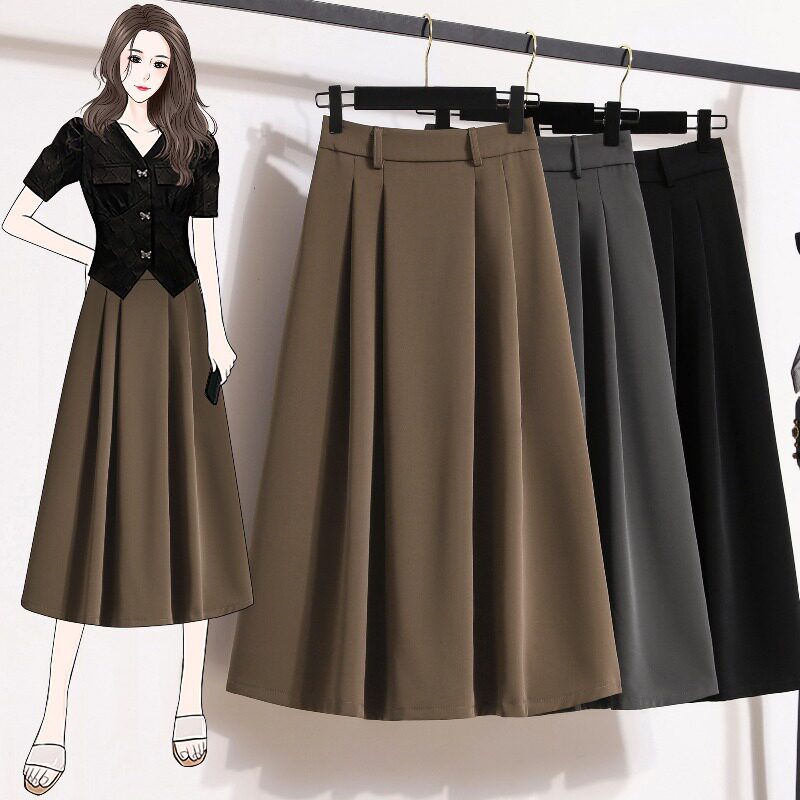 大码女2023年夏季新款胖MM高腰a字遮肚子显瘦梨形身材西装半身裙