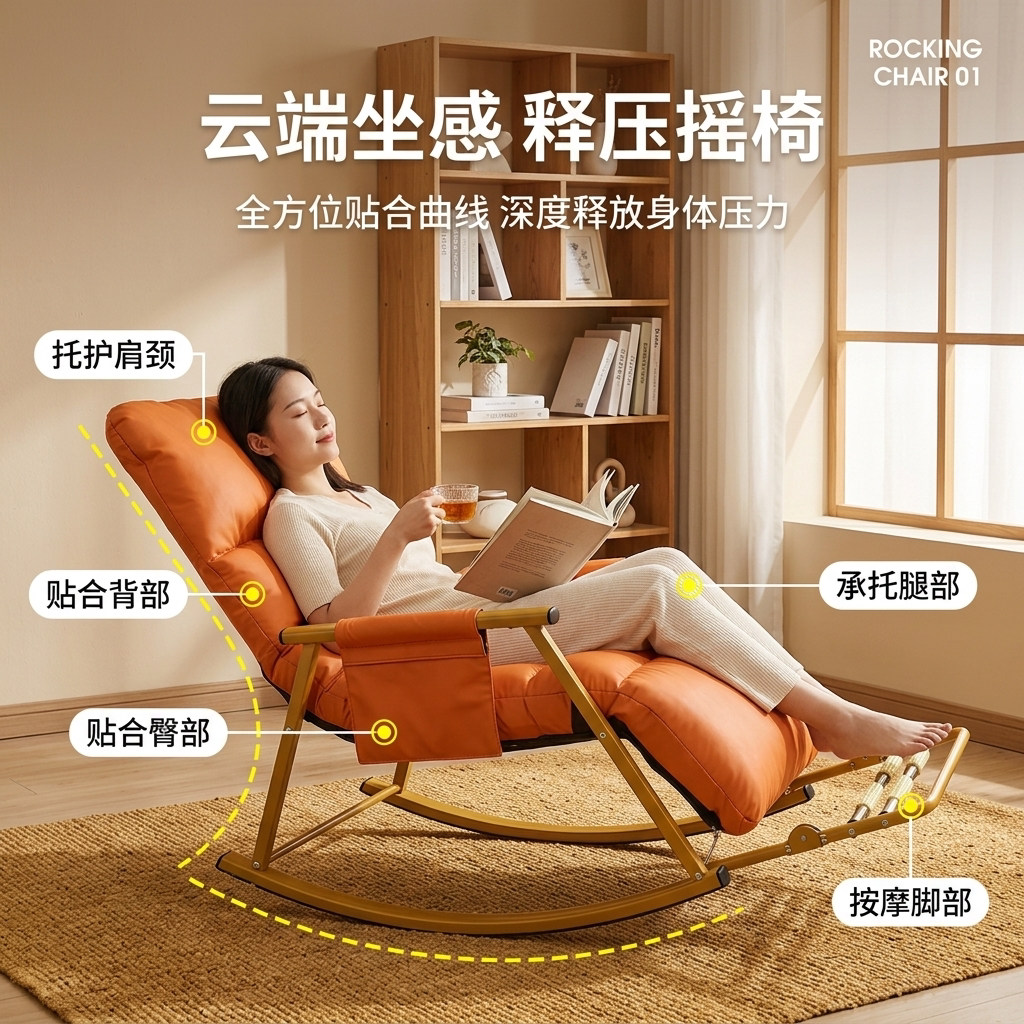 阳台猫抓皮可睡可躺单人摇椅
