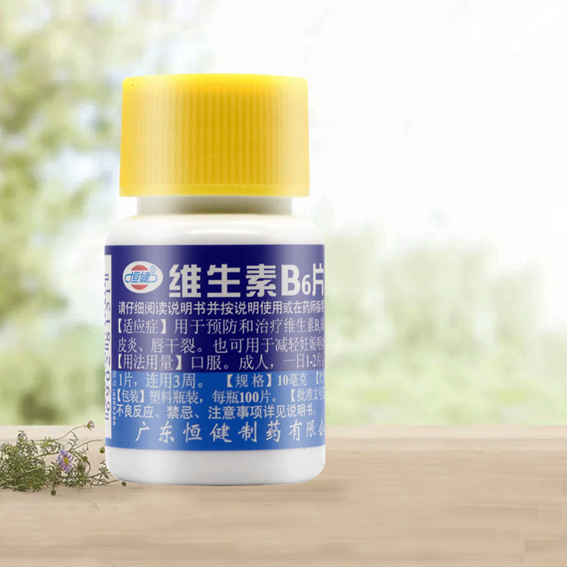 恒健 维生素B6片100片脂溢性皮炎呕吐唇干裂维生素缺乏症营养不良