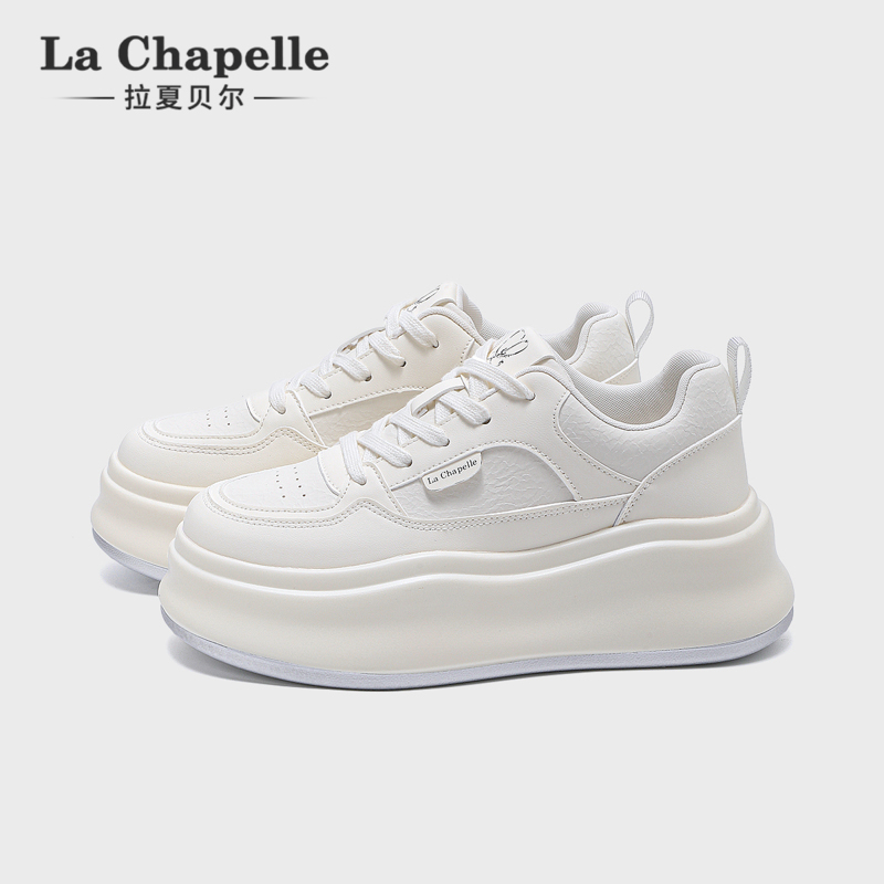拉夏贝尔厚底小白鞋2025新款