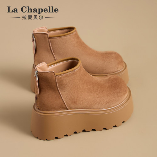 拉夏贝尔加绒厚底勃肯鞋2025新款