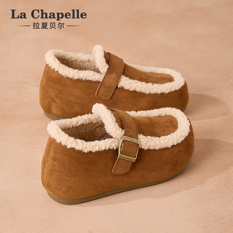 拉夏贝尔加绒保暖厚底勃肯鞋