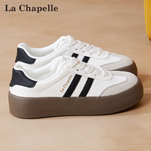 拉夏贝尔德训小白鞋女2026新款春夏爆款软底百搭厚底运动休闲板鞋