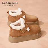 女2025新款 冬季 保暖厚底加厚雪地靴爆款 拉夏贝尔加绒勃肯鞋 二棉鞋