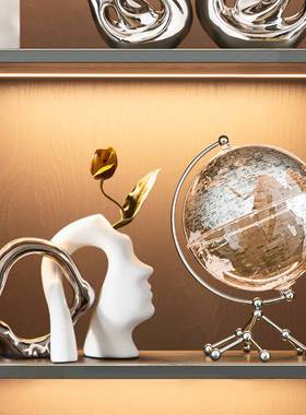 轻奢高档现代酒柜装饰摆件套装创意玄关隔断餐边柜办公室家居摆设