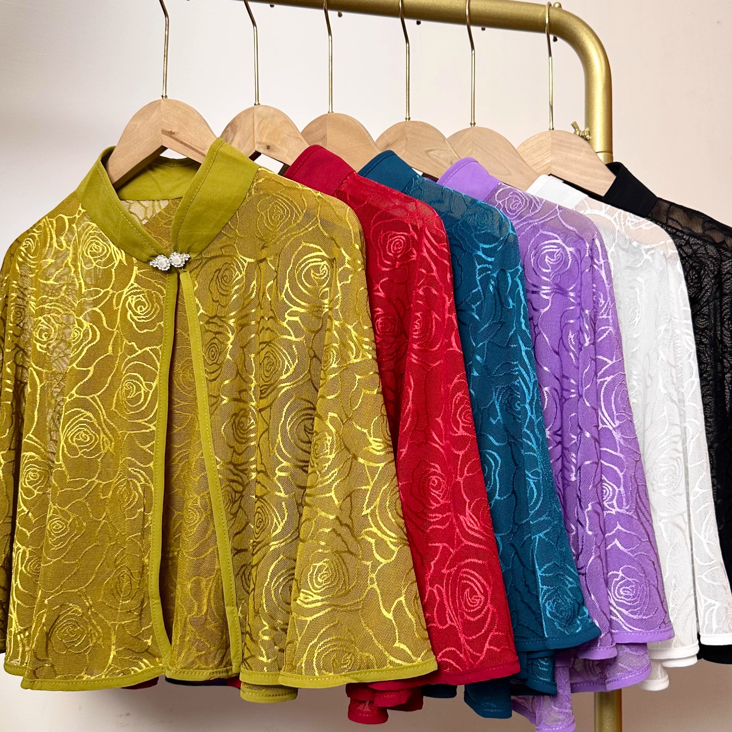 予凡【玫瑰斗篷披肩】新款春夏国风刺绣盘扣百搭旗袍斗篷披肩