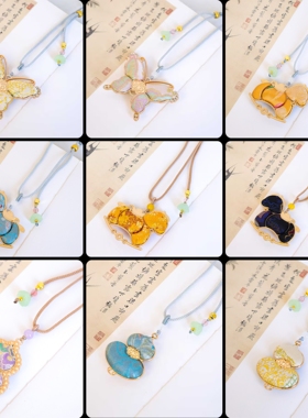 仿宋锦双面小马国风新中式项链