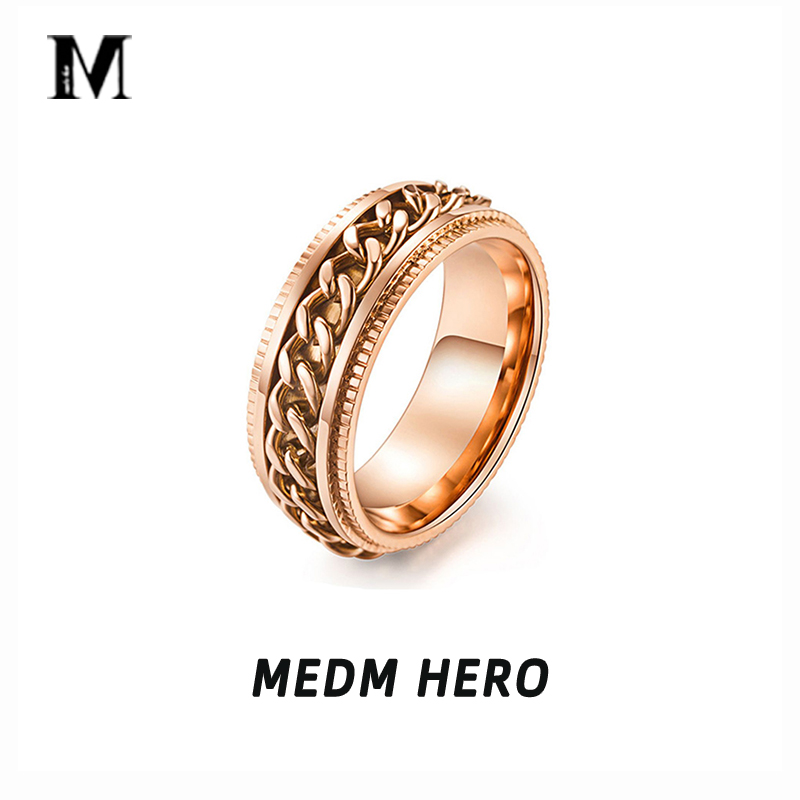 MEDMHERO情侣钛钢嘻哈古巴戒指