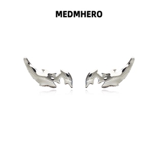 情侣款 时尚 耳饰 HERO头冠龙骨耳钉S999银百搭简约高级感个性 MEDM