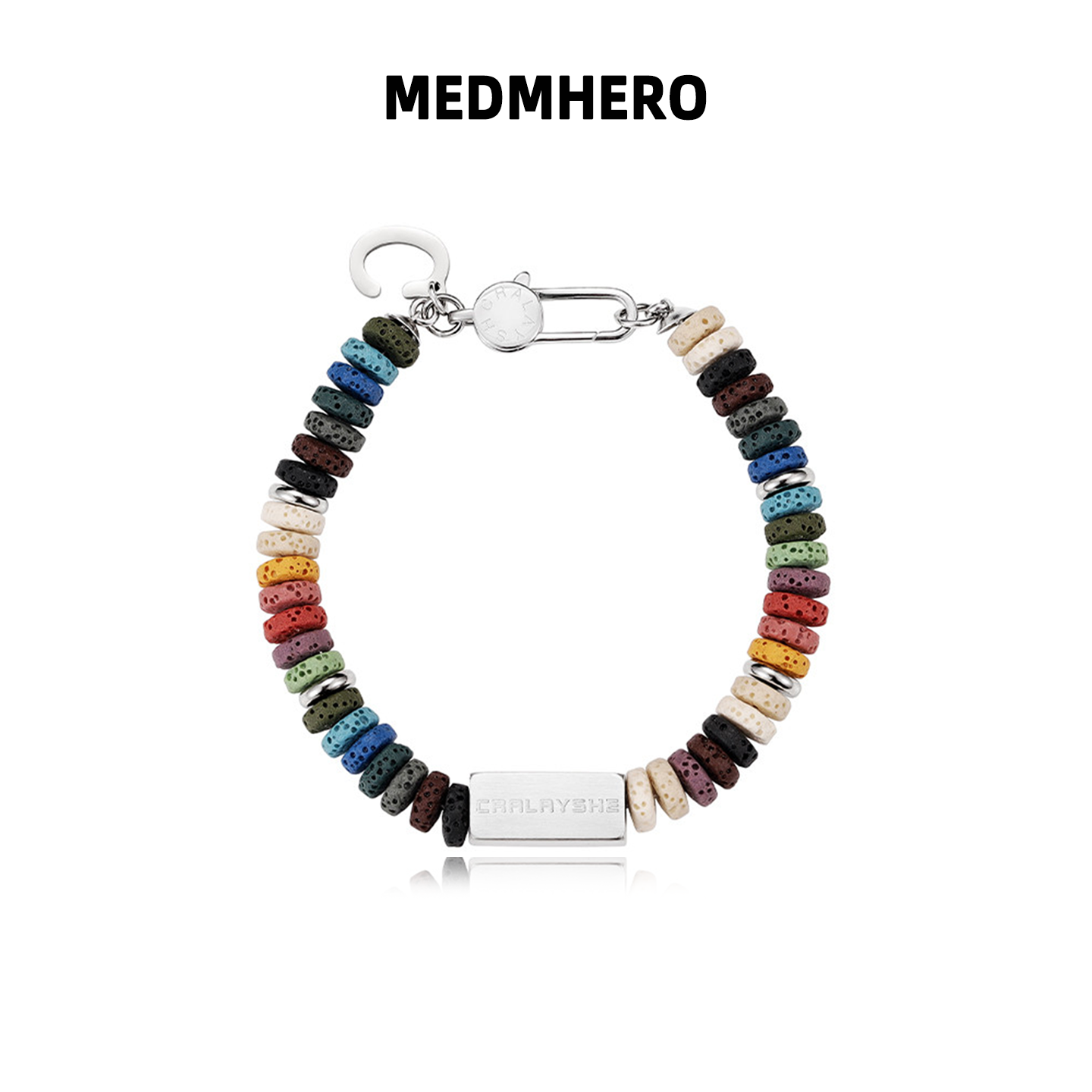 彩色火山石情侣手链男女生嘻哈