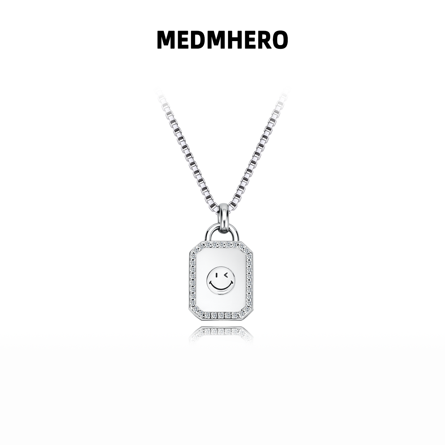 项链笑脸能量盒子吊坠锁头锁骨链