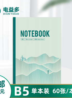电益多 无线装订本软抄本记事本 B5 60张 1本 绿色