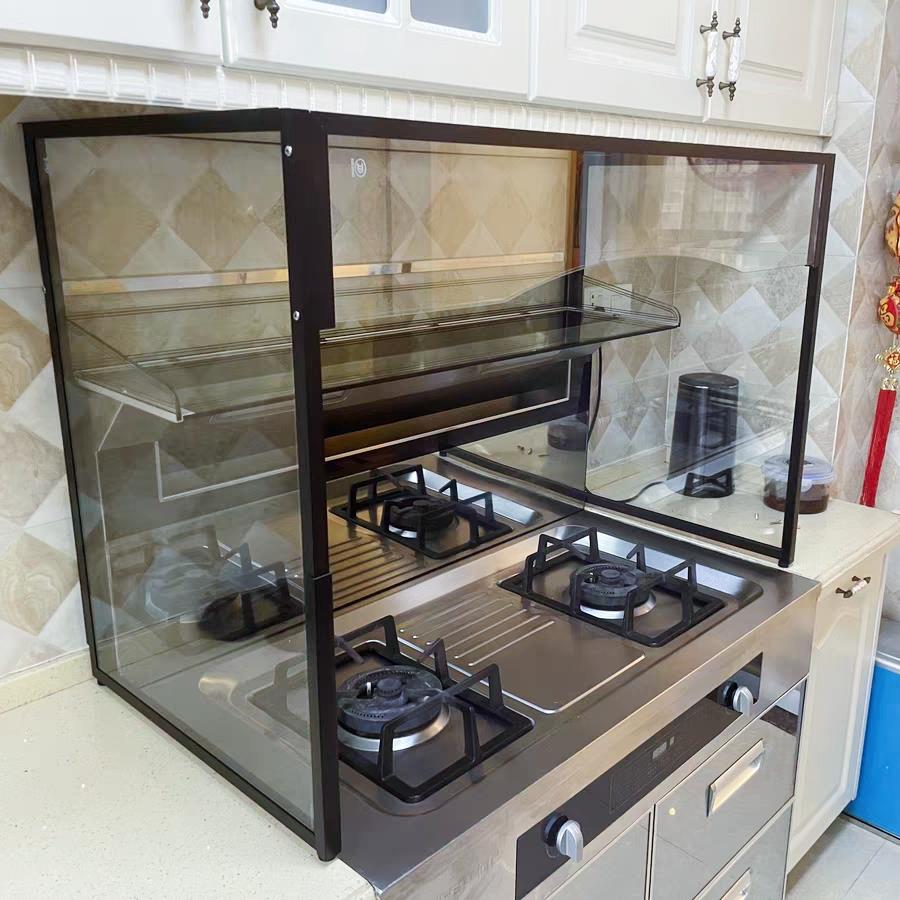 抽油烟机拢烟罩灶台隔板厨房隔油防油贴纸隔热玻璃罩导烟罩遮挡罩